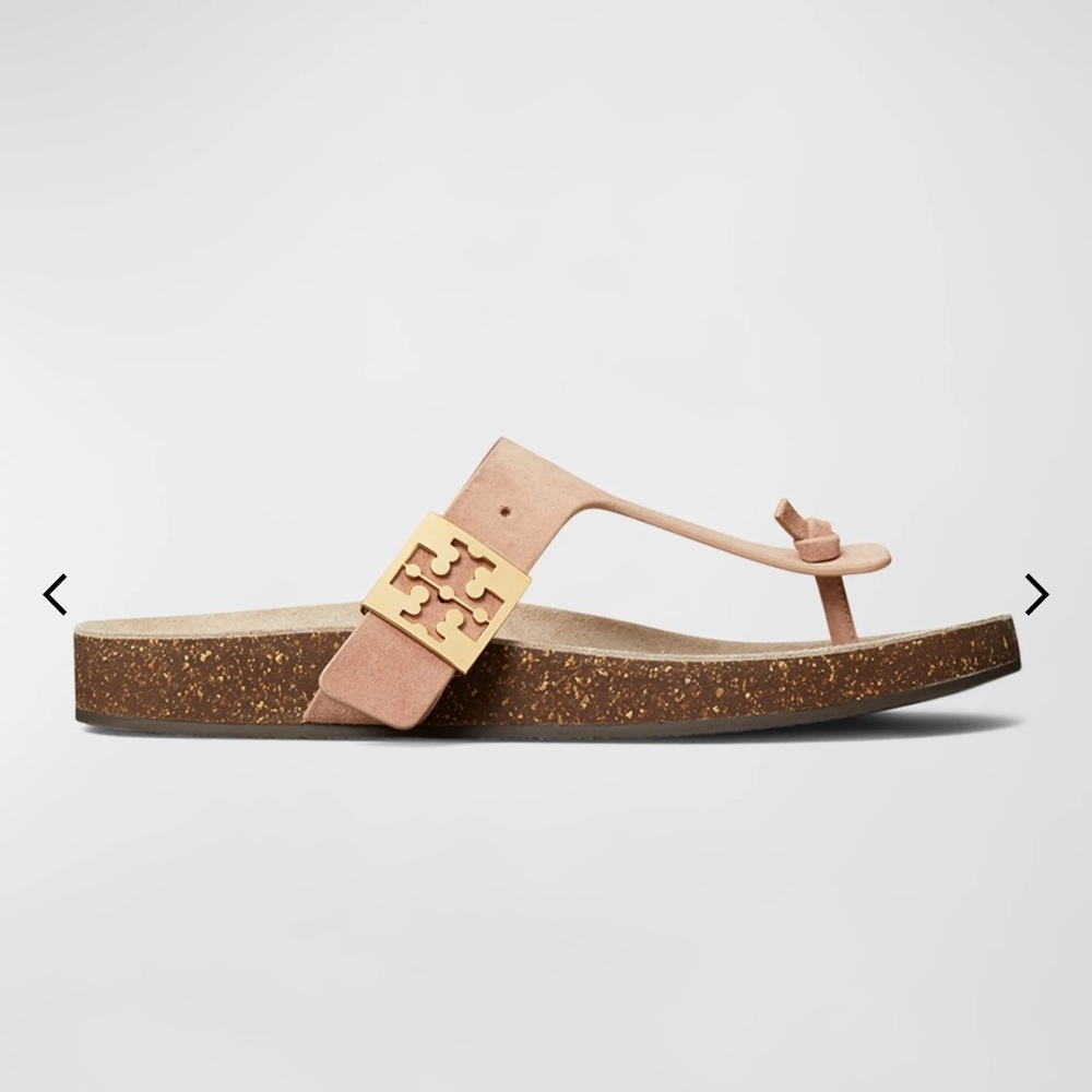 Tory Burch Mellow Thong Blush Pink Leather Sandals - Picture 2 of 10